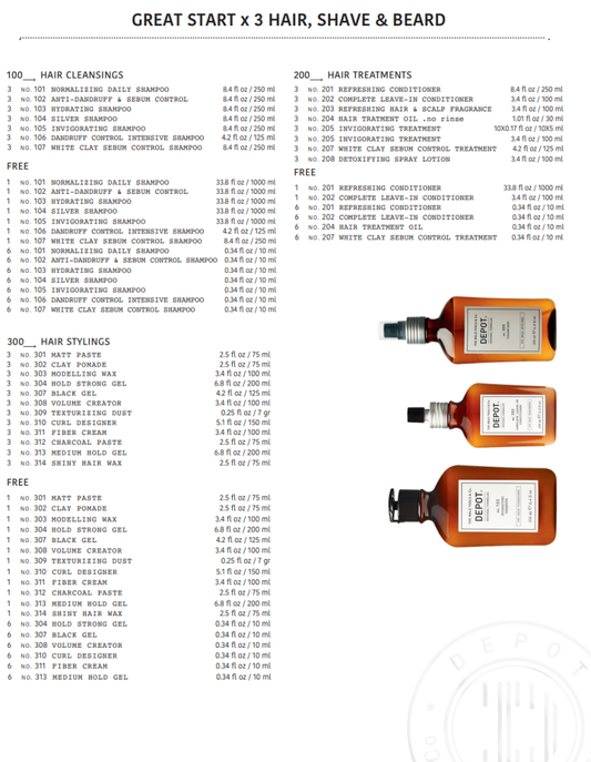 DEPOT® NO. 1007 Great Start X 3 Hair, Shave & Beard Specifics